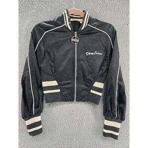 DKNY Jacket Womens XS Y2K Vintage Cropped Juniors Black White Streetwear Bomber